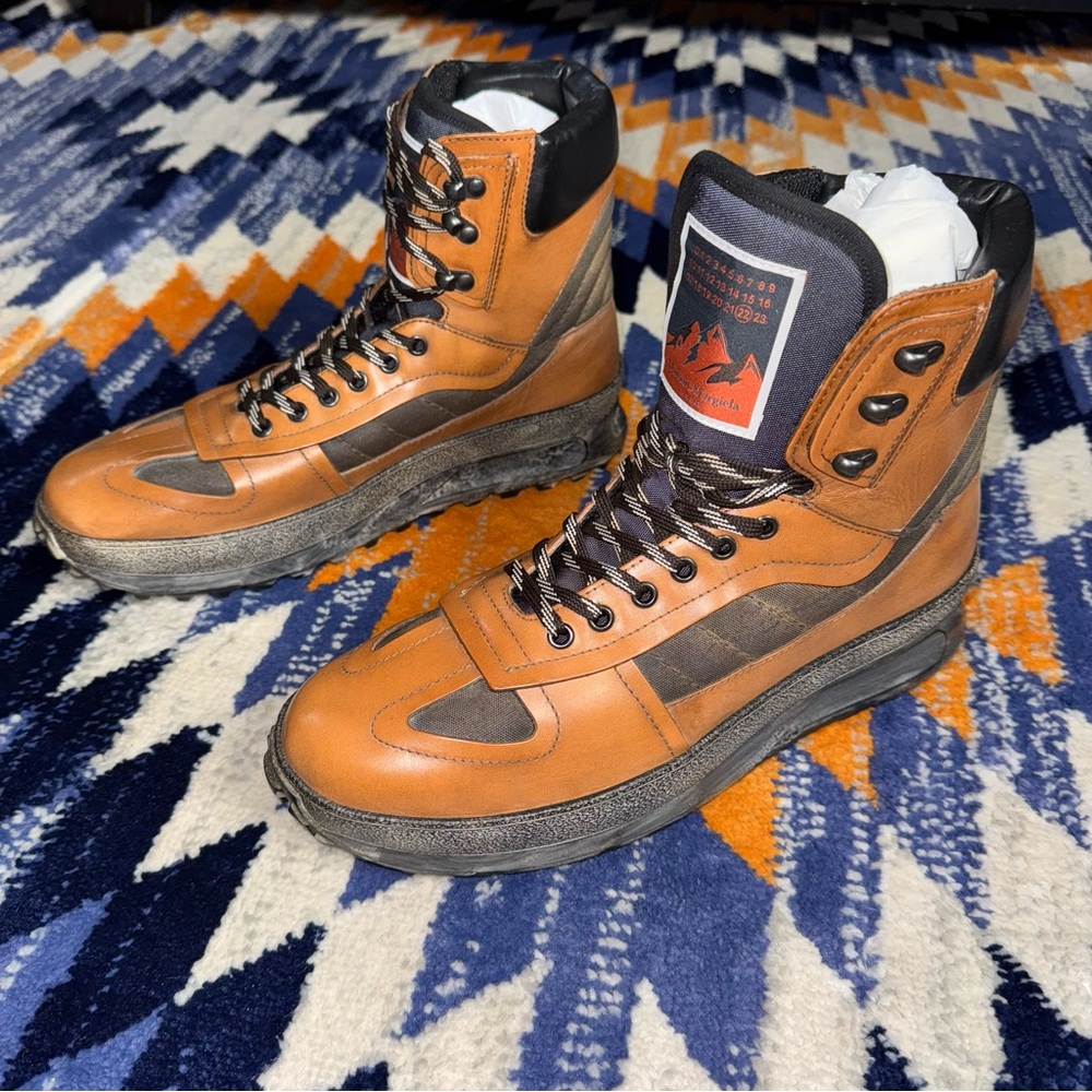 MAISON MARGIELA MENS CLIMBER HIKER LEATHER SNEAKER BOOTS WITH BOX BROWN SIZE44 - Picture 11 of 14